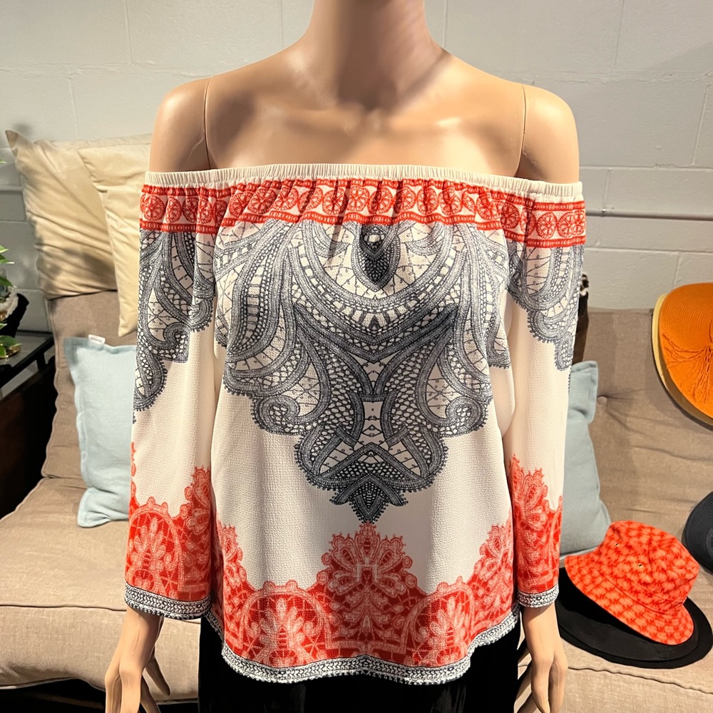 Jealous Tomato Off-The-Shoulder Boho Shirt — Medium